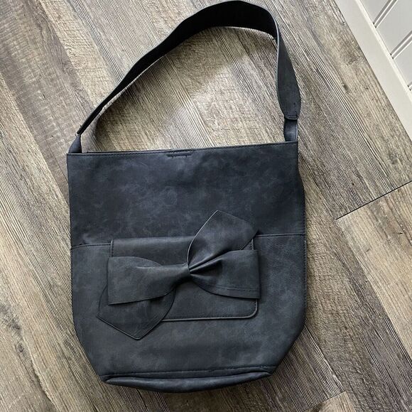 Anthropologie Handbags - Anthropologie Miranda Convertible Tote Bag Gray Faux Leather Removable Clutch